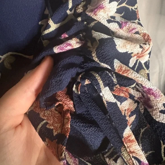 Floral Navy Dress/Long top with Pink and White Accents - Picture 3 of 8